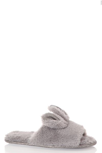 Grey Bunny Slider Slippers